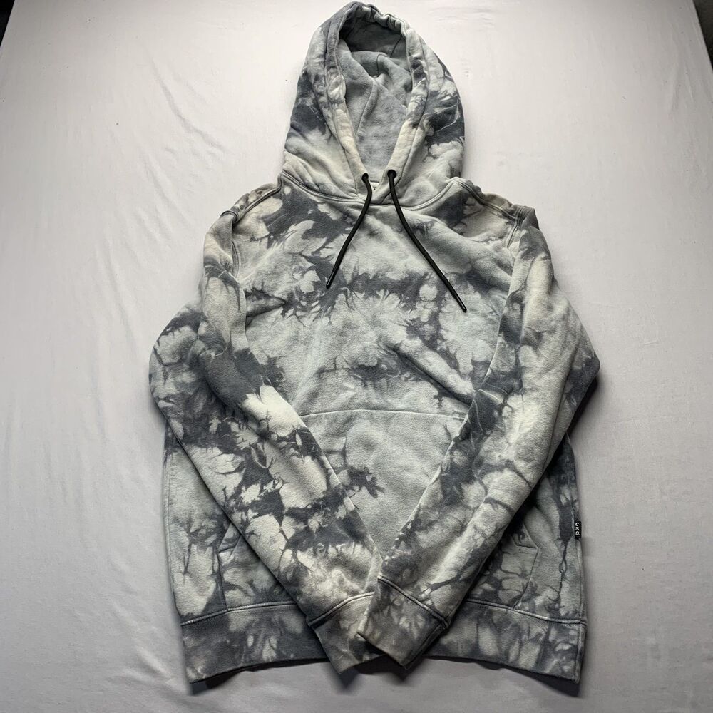 CSG Men's Gray/White Tie-Dye Pullover Hoodie Size S Long Sleeve Drawstring